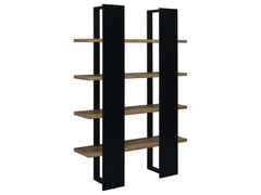 Danbrook Aged Walnut & Black Bookcase w/ Full-length Shelves - Ornate Home