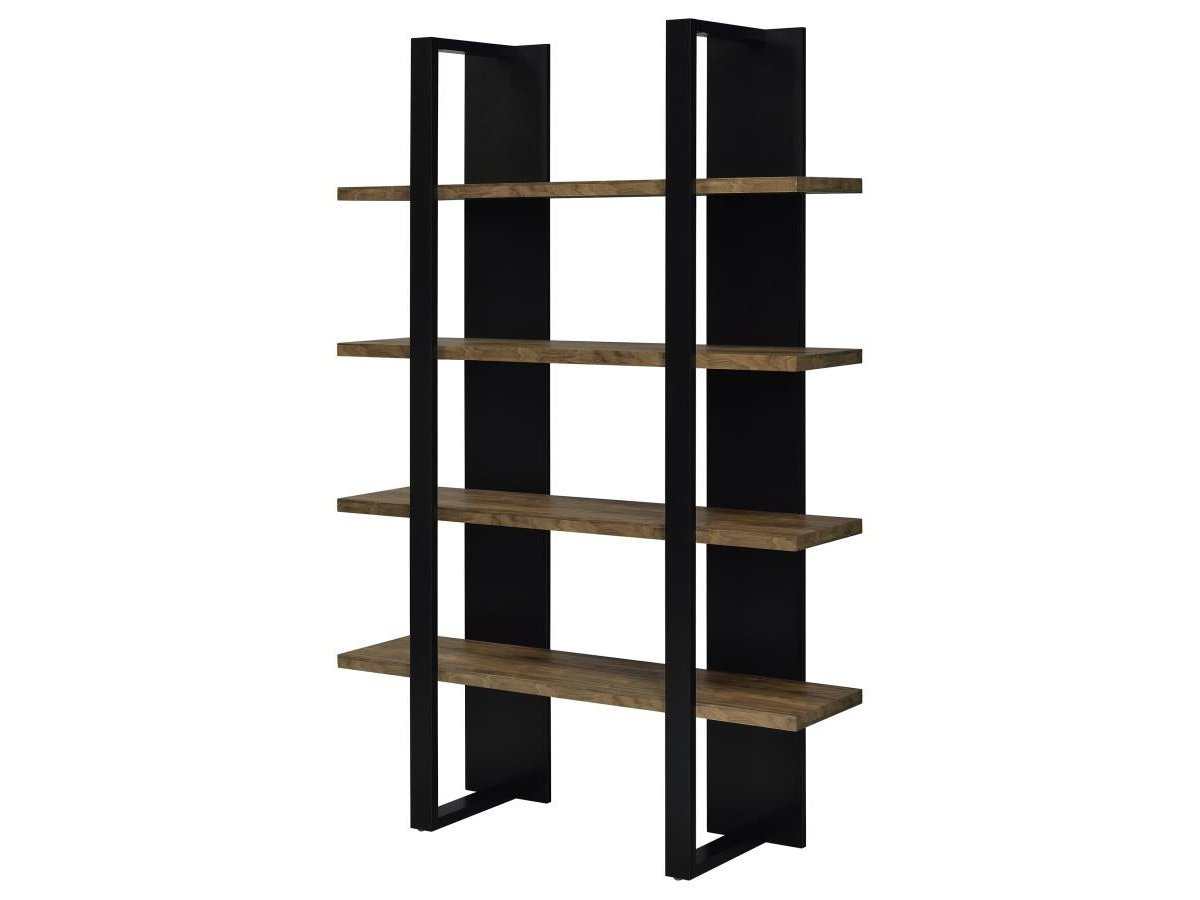 Danbrook Aged Walnut & Black Bookcase w/ Full-length Shelves - Ornate Home