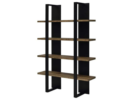 Danbrook Aged Walnut & Black Bookcase w/ Full-length Shelves - Ornate Home