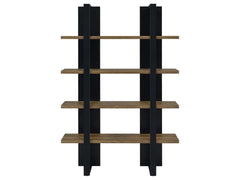 Danbrook Aged Walnut & Black Bookcase w/ Full-length Shelves - Ornate Home