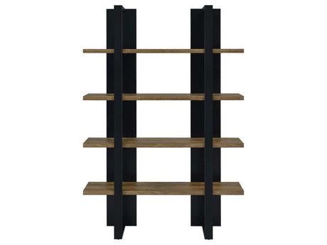 Danbrook Aged Walnut & Black Bookcase w/ Full-length Shelves - Ornate Home