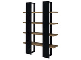 Danbrook Aged Walnut & Black Bookcase w/ Full-length Shelves - Ornate Home