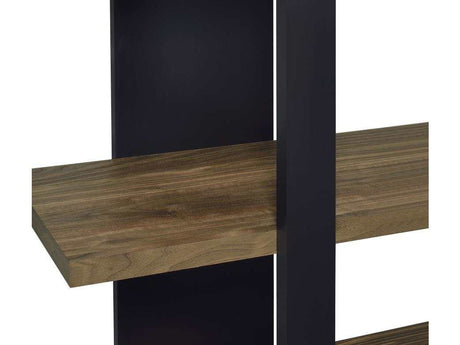 Danbrook Aged Walnut & Black Bookcase w/ Full-length Shelves - Ornate Home