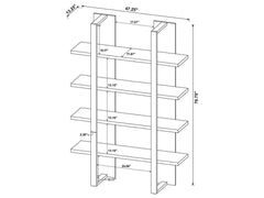 Danbrook Aged Walnut & Black Bookcase w/ Full-length Shelves - Ornate Home