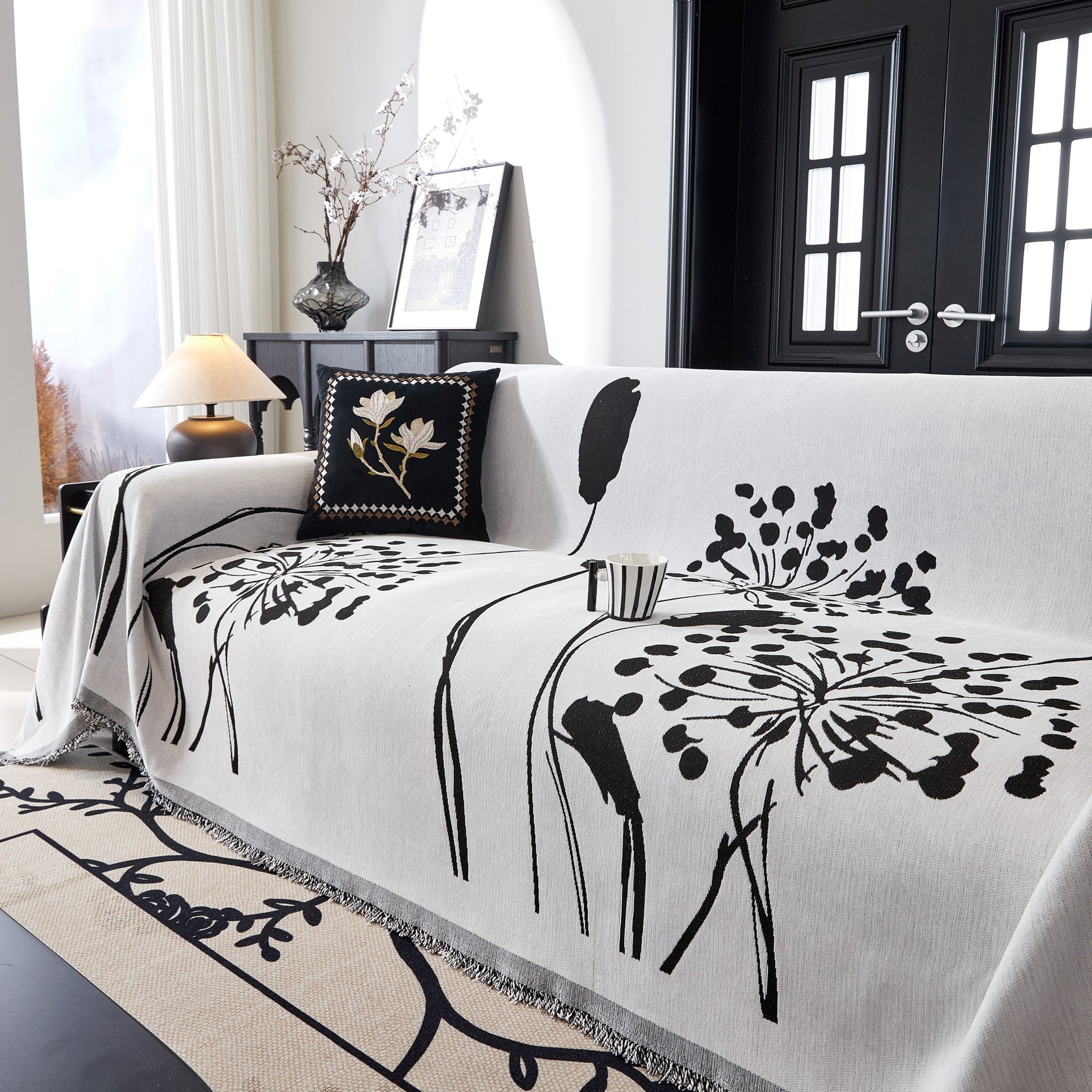 Dandelion Blanket Throw for Sofas Chenille Furniture Couch Cover, Couch Cushion Cover for Kids, Pets - Ornate Home