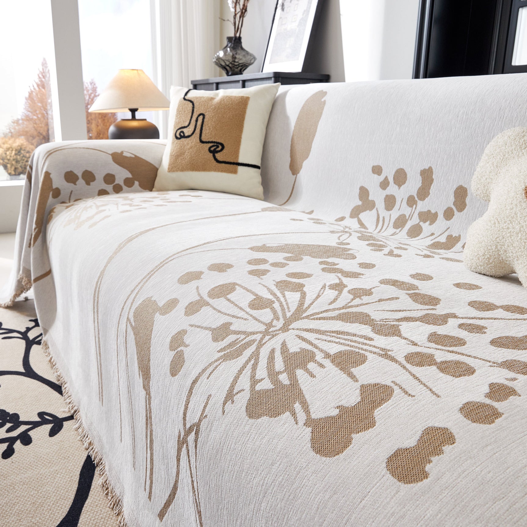Dandelion Blanket Throw for Sofas Chenille Furniture Couch Cover, Couch Cushion Cover for Kids, Pets - Ornate Home