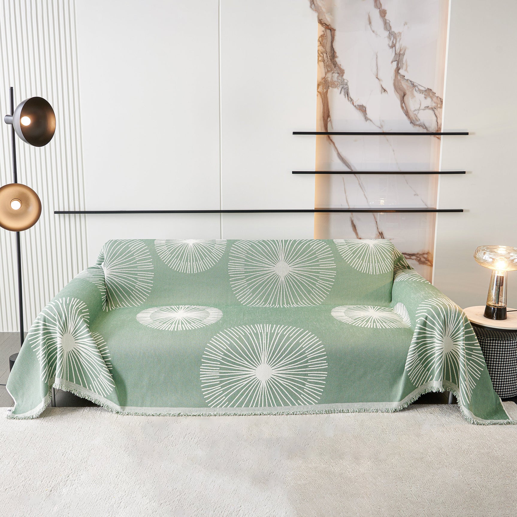 Dandelion Reversible Striped Couch Throw Cover for Living Room Pet Sofa Slipcovers Couch Protector - Ornate Home