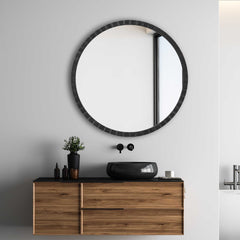 Dandridge Black Round Industrial Mirror - Ornate Home