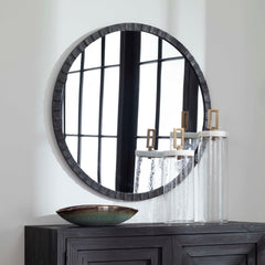 Dandridge Black Round Industrial Mirror - Ornate Home