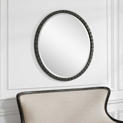 Dandridge Black Round Industrial Mirror - Ornate Home