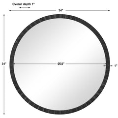 Dandridge Black Round Industrial Mirror - Ornate Home