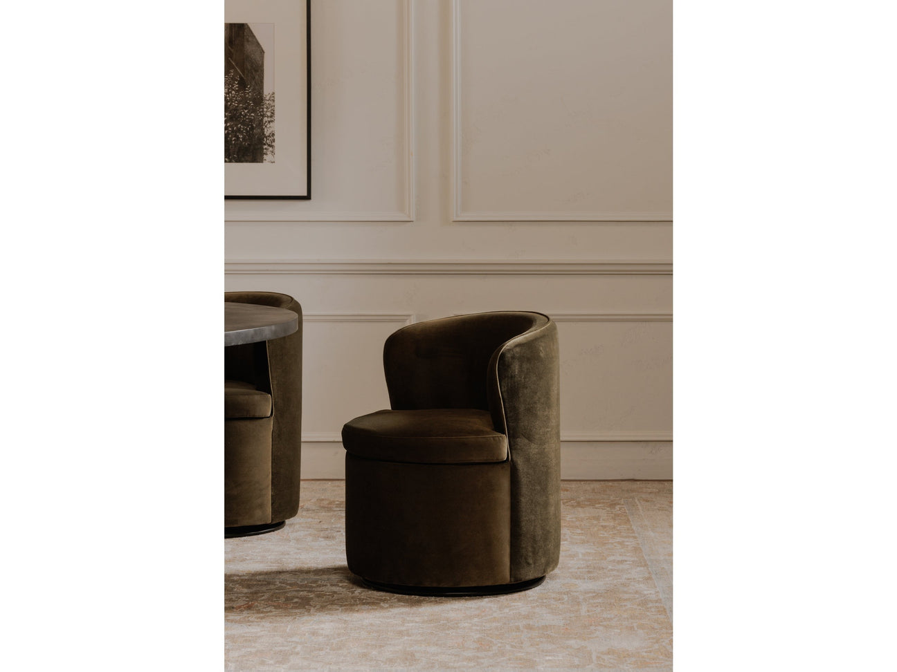 Dane Faux Green Mohair Swivel Dining Chair - Ornate Home