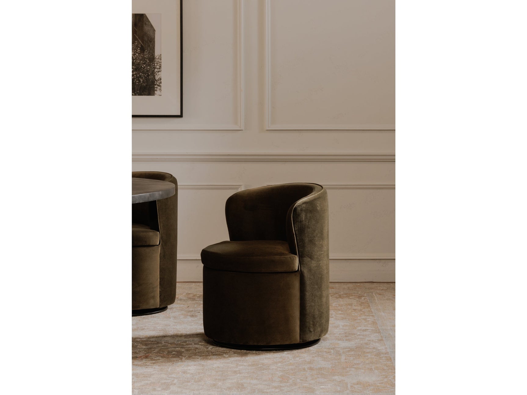 Dane Faux Green Mohair Swivel Dining Chair - Ornate Home