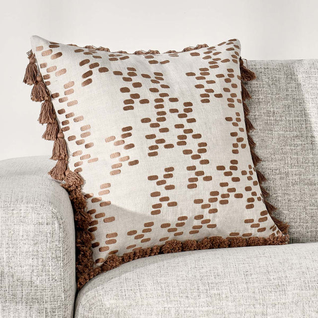 Dane Penny Brown 22"x22" Throw Pillow (Set of 2)