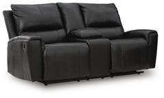 Danemere Black Reclining Loveseat with Console - Ornate Home