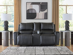 Danemere Black Reclining Loveseat with Console - Ornate Home