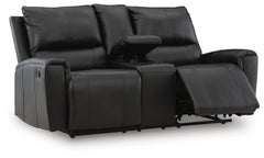 Danemere Black Reclining Loveseat with Console - Ornate Home