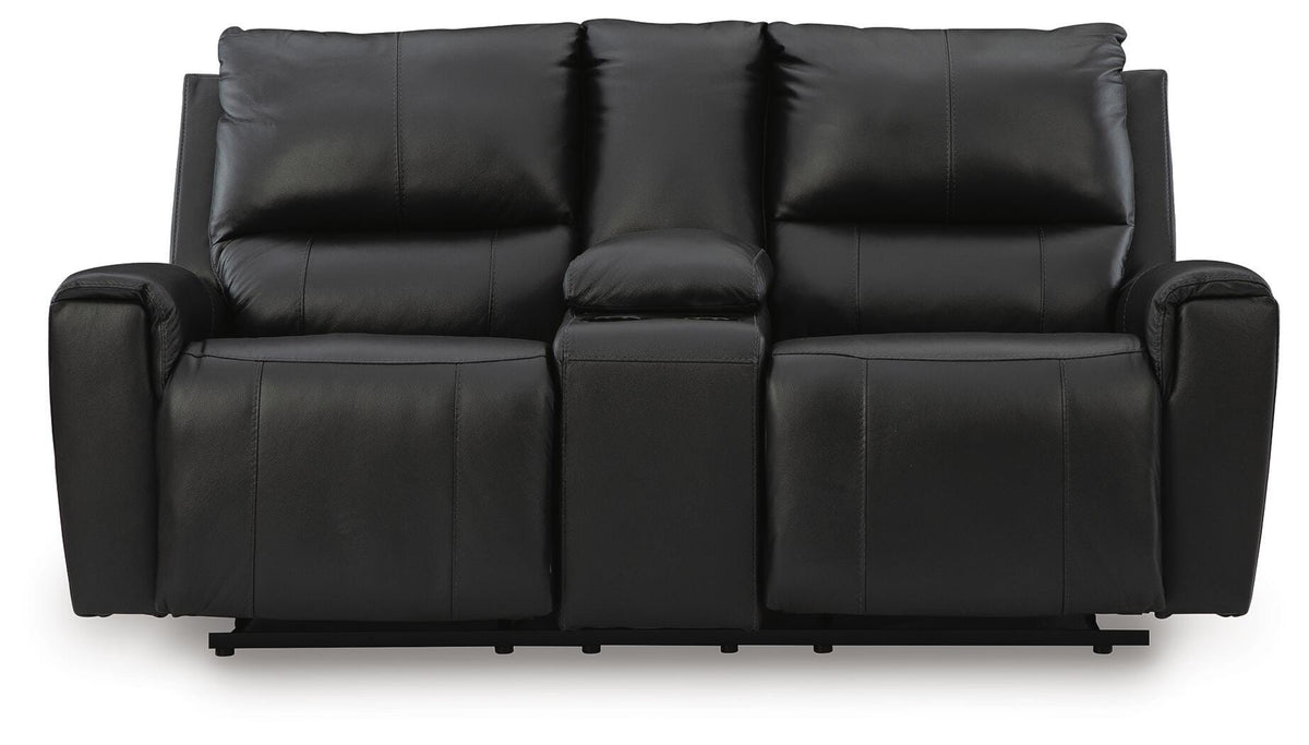 Danemere Black Reclining Loveseat with Console - Ornate Home