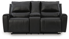 Danemere Black Reclining Loveseat with Console - Ornate Home