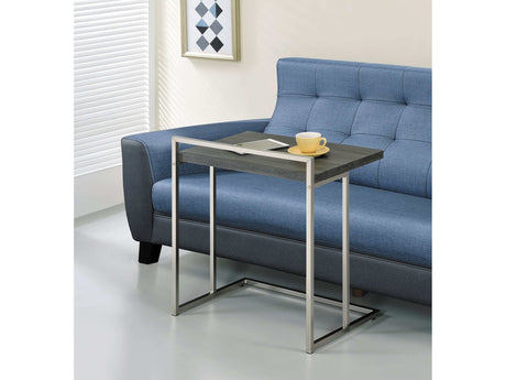 Dani Weathered Grey Rectangular Snack Table w/ Metal Base - Ornate Home