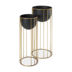 Danica Matte Black Metal Plant Stands (Set of 2) - Ornate Home