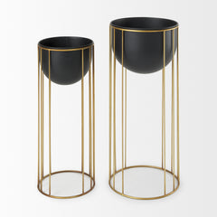 Danica Matte Black Metal Plant Stands (Set of 2) - Ornate Home
