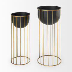 Danica Matte Black Metal Plant Stands (Set of 2) - Ornate Home