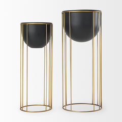 Danica Matte Black Metal Plant Stands (Set of 2) - Ornate Home