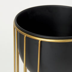Danica Matte Black Metal Plant Stands (Set of 2) - Ornate Home