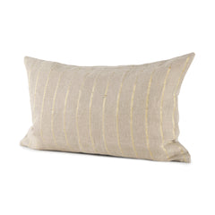Danika Beige/Gold 13x21 Fabric Pillow Cover with Non-Allergen Filler - Ornate Home