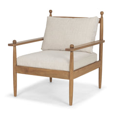 Danni Beige Fabric Beech Wood Framed Accent Lounge Chair - Ornate Home