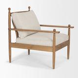 Danni Beige Fabric Beech Wood Framed Accent Lounge Chair