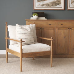 Danni Beige Fabric Beech Wood Framed Accent Lounge Chair - Ornate Home