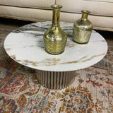 Danniella White Marble Top & Stainless Steel Accent Table - Ornate Home