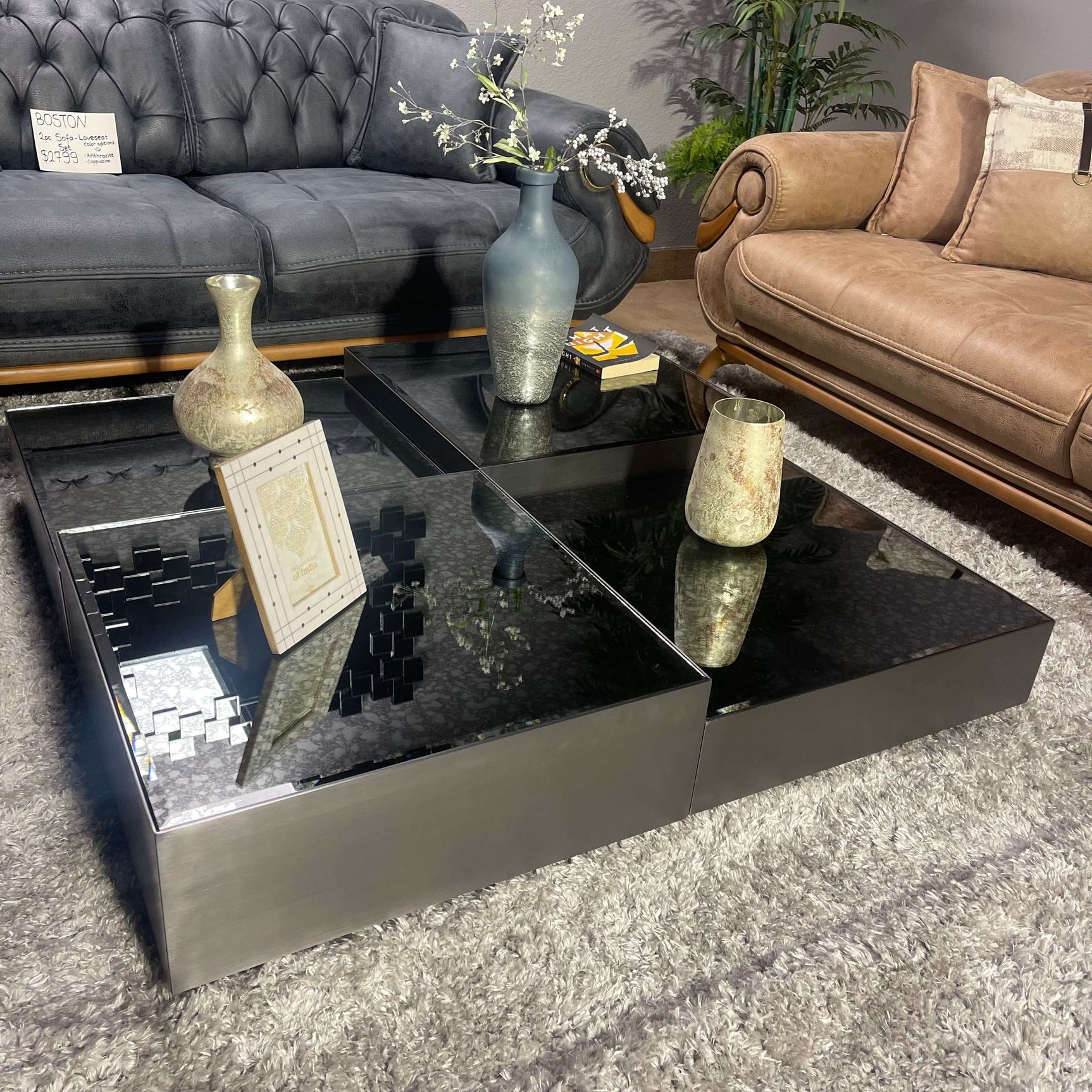 Danny Dark Gray Square Coffee Table - Ornate Home