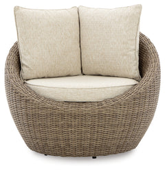 Danson Beige 2 Swivel Lounge Chairs and End Table - Ornate Home