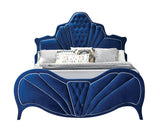 Dante Blue Velvet Eastern King Bed - Ornate Home