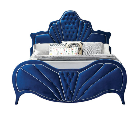 Dante Blue Velvet Eastern King Bed - Ornate Home