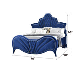 Dante Blue Velvet Queen Bed - Ornate Home