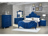 Dante Blue Velvet Queen Bed - Ornate Home