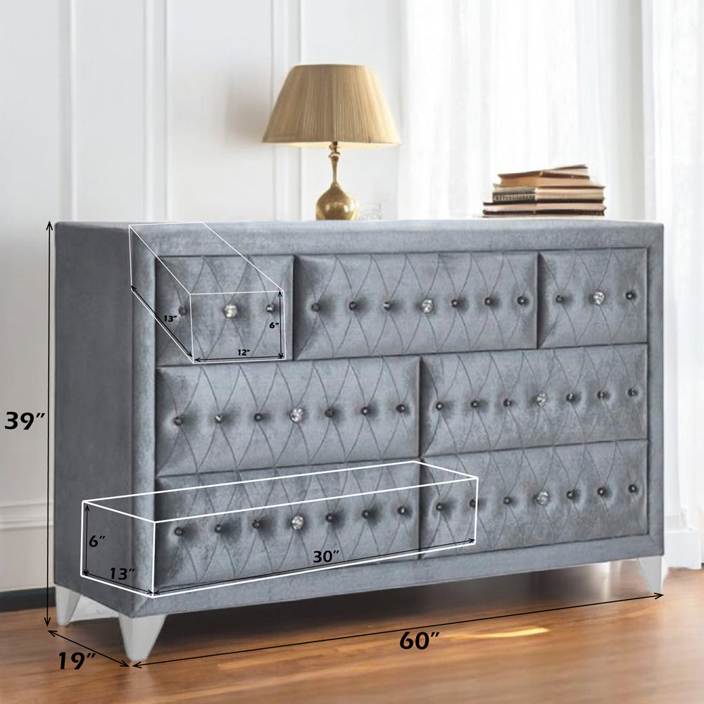 Dante Gray Velvet Dresser - Ornate Home