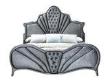 Dante Gray Velvet Queen Bed - Ornate Home
