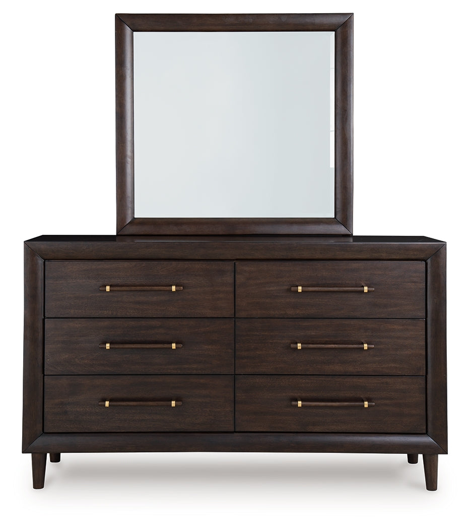 Dantenton Merlot Queen Panel Bed, Dresser and Mirror (Online Special Price) - Ornate Home