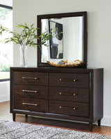 Dantenton Merlot Queen Panel Bed, Dresser and Mirror (Online Special Price) - Ornate Home