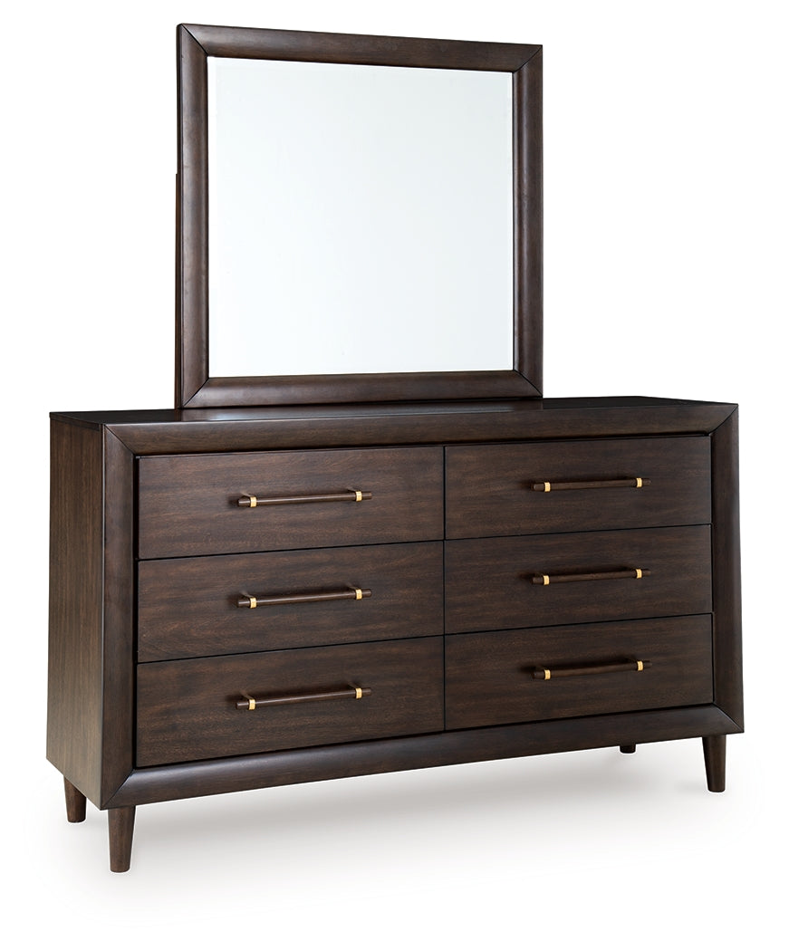 Dantenton Merlot Queen Panel Bed, Dresser and Mirror - Ornate Home