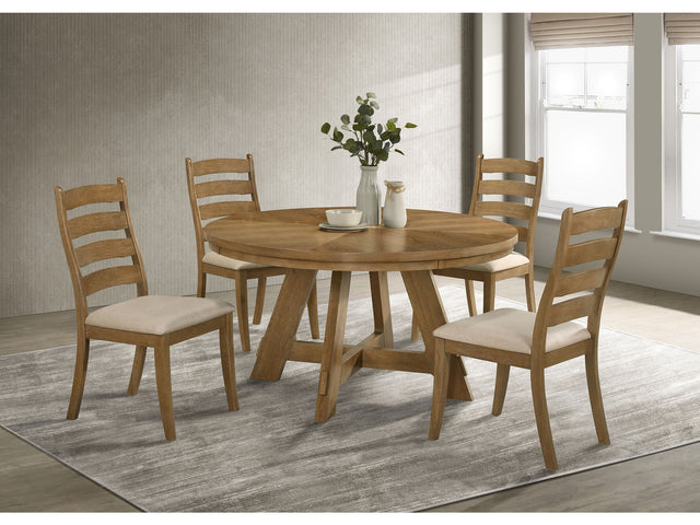 Danvers Brown Oak / Beige 5-piece Dining Room Set - Ornate Home