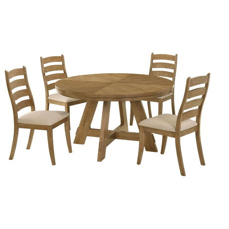 Danvers Brown Oak / Beige 5-piece Dining Room Set - Ornate Home