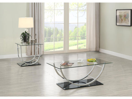Danville Chrome 2-piece Glass Top Coffee and End Table Set - Ornate Home