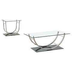 Danville Chrome 2-piece Glass Top Coffee and End Table Set - Ornate Home
