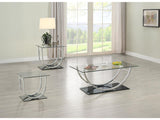 Danville Chrome 3-piece Glass Top Coffee and End Table Set - Ornate Home